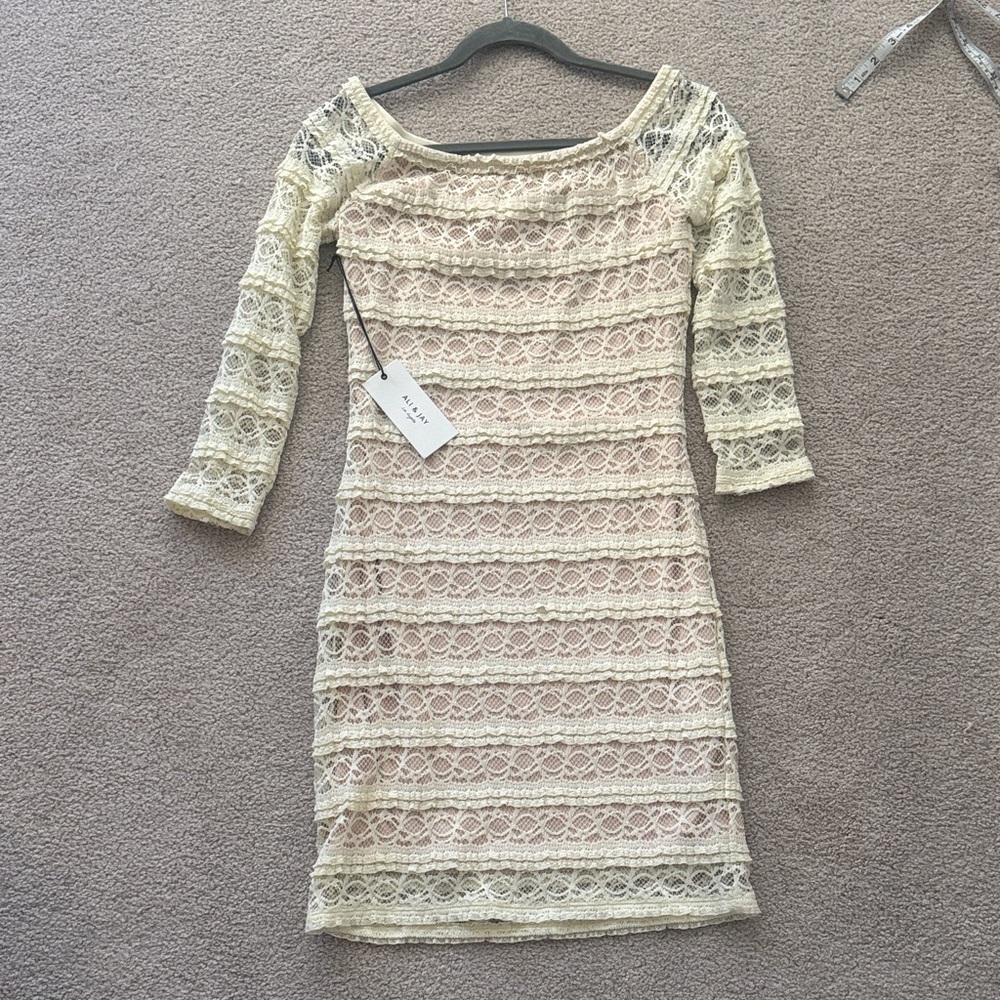 ALI & JAY Lace Dress in Cream and Pink